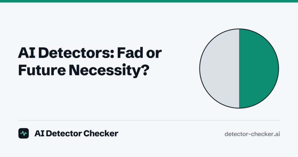 Cover illustration: a circle split into a green half and a grey half, next to the article title “AI Detectors: Fad or Future Necessity?”
