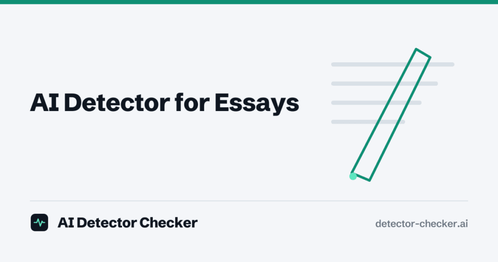 Cover illustration: ruled lines crossed by a green pen stroke, next to the guide title “AI Detector for Essays”