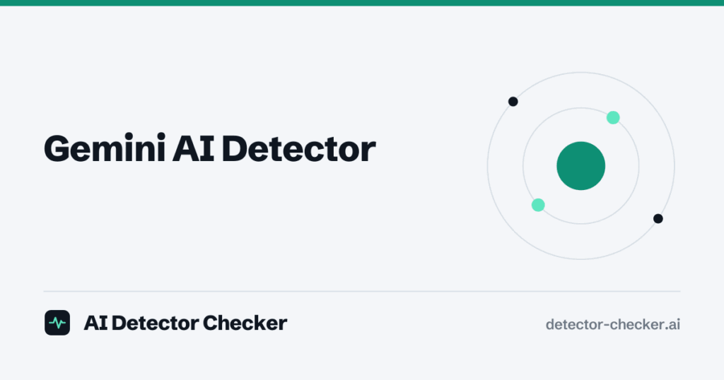 Cover illustration: two concentric rings with dots on their paths around a green centre, next to the guide title “Gemini AI Detector”